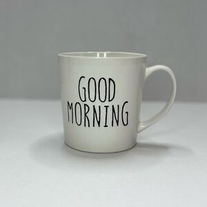 White Ceramic Mug with 'Good Morning' Text